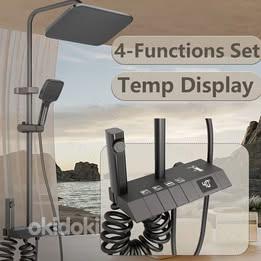 Must 4-ühes dušisüsteem, digitaalne temperatuuri näidik