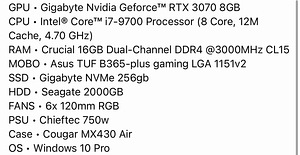 Mänguriarvuti RGB I Intel i7 9700 | RTX 3070 | 16gb DDR4 | 2 (5 foto / 5)