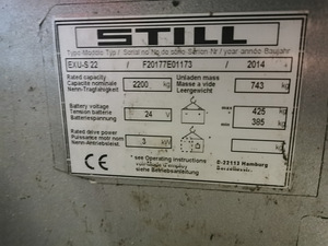 Elektriline tõstuk/akutõstuk Still EXUS-22, 2014 (4 foto / 6)