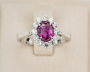Ruby 1.14CT ring with Diamonds