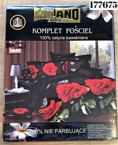 Must voodipesukomplekt rooside ja teemantidega 160x200, UUS (foto #1)