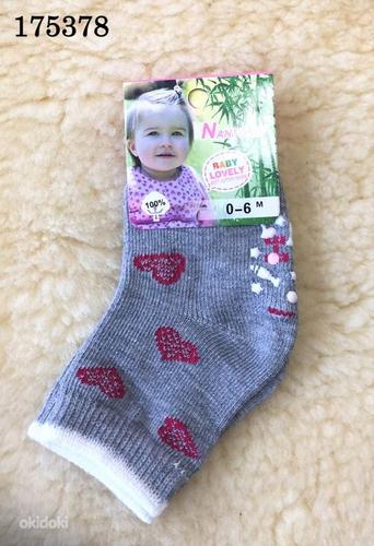 Носки детские серые с сердечками, размер: 0-6, новые (фото #1)