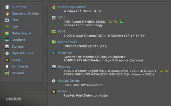 Lenovo sülearvuti | Ryzen 5 3500U 8GB (foto #5)
