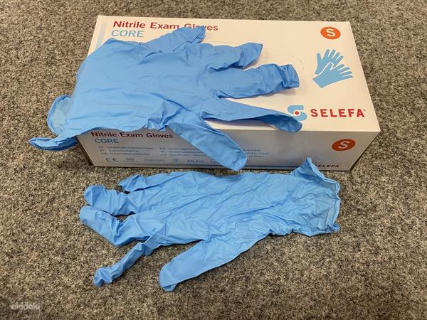 Одноразовые нитриловые перчатки 100шт/упак, синие, размер S (фото #2)