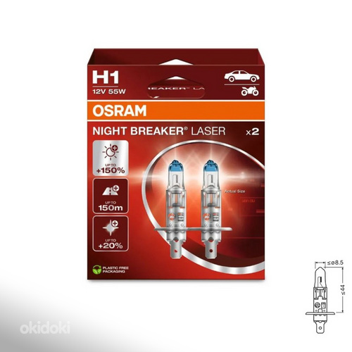 Autopirn Osram Lazer Night Breaker H1 55w 2tk.