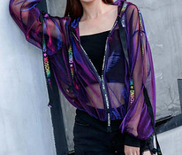 Новая Женская прозрачная кофта блузка фиолетовая