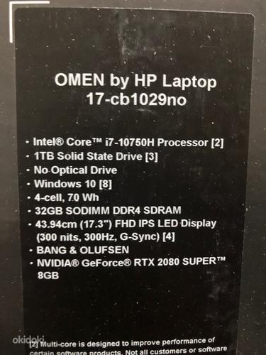 HP OMEN 17" 300hz i7-10750h 32gb RTX2080 super 2020 mudel (foto #2)