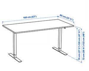 TROTTEN Reguleeritav kirjutuslaud, valge, 160x80 cm (4 foto / 5)