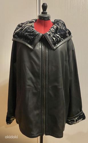 Теплая кожаная куртка с мехом шиншиллы (фото #1)