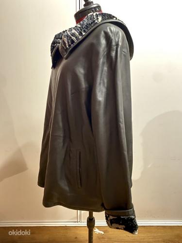 Теплая кожаная куртка с мехом шиншиллы (фото #3)