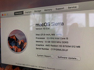 iMac 21.5 mid 2011, 2,5 GHz, 12 GB, 500 GB SATA (2 foto / 2)