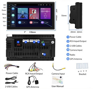UUS! Android 13 Autoraadio, CarPlay Multimeedia 7" (64+2GB) (6 foto / 7)