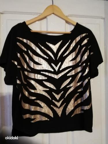 Красивая золотисто-черная блуза стрейч S-XL (фото #1)