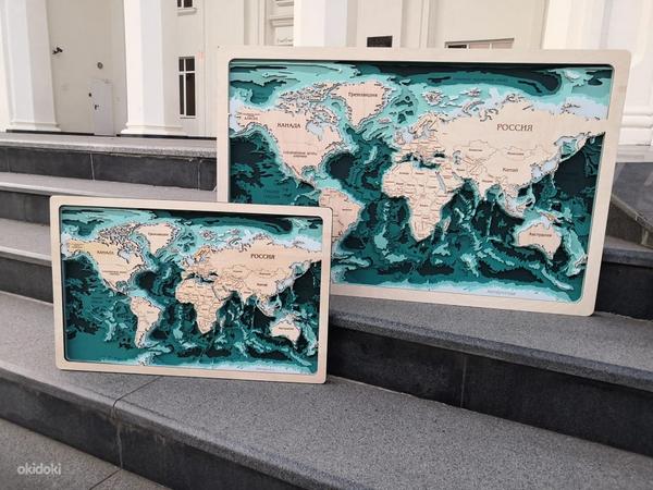 3D деревянная карта мира (фото #1)