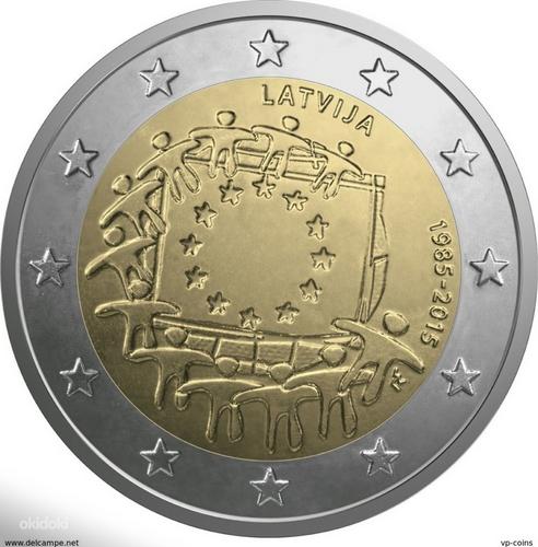 2 евровые монеты Латвии UNC (фото #2)