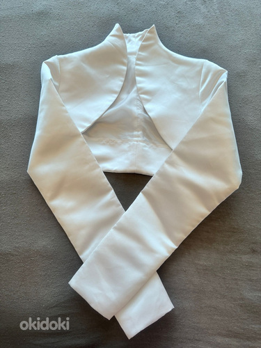 Белое атласное болеро с длинными рукавами НОВОЕ (фото #1)