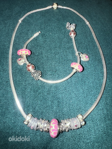 Pandora колье и браслет с шармами (фото #1)