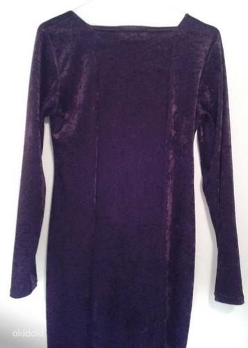Элегантное длинное фиолетовое платье из бархата-стрейч, S-M (фото #4)