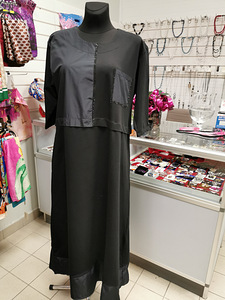 Большой размер Модное чёрное платье