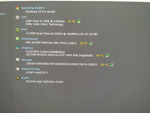 I5-7400/B150M/12GB RAM/SSD 256GB/GTX 1060 OC 3GB (2 foto / 8)