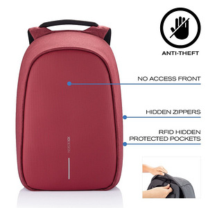 Bobby Hero Regular Anti-Theft Backpack, Red (4 foto / 10)