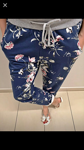 Vabaaja püksid lilleprindiga, 100% puuvill (5 foto / 6)