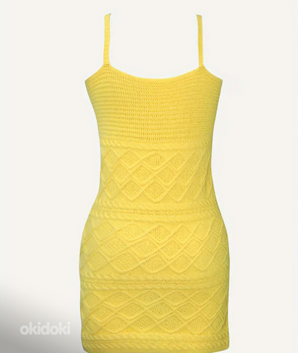 Вязаное желтое платье M (фото #3)