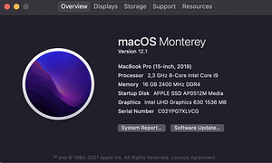 MacBook Pro 15" 2019, i9, 16GB / 512GB (2 foto / 3)