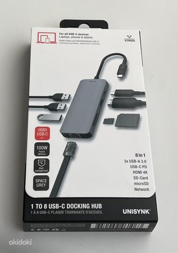 Unisynk 1 TO 8 USB-C Docking Hub , Space Gray / Silver (фото #1)