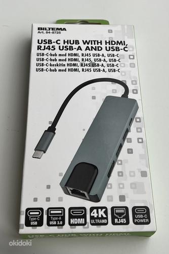 Biltema USB Type C hub with HDMI, RJ45 USB-A and USB-C ports (фото #1)