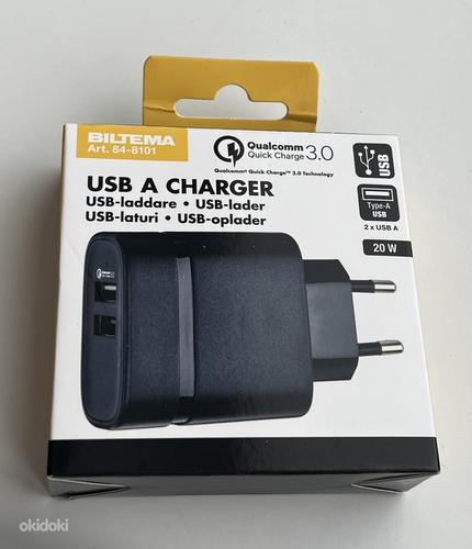 Biltema USB charger with 2 ports, Type A, QC 3.0 (фото #1)