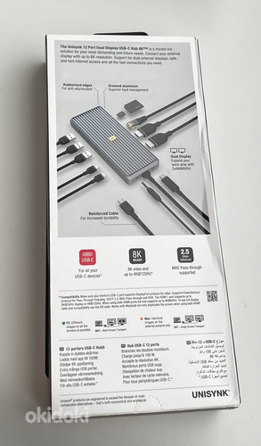 Unisynk 12 Port Dual Display USB-C Hub 8K Pro , Grey (foto #8)