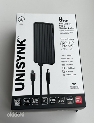 Unisynk 9 Port Dual Display USB-C Docking Station , Black (фото #8)