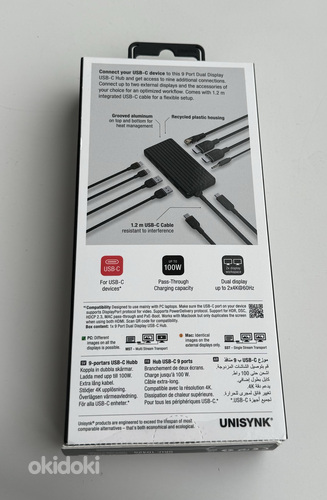Unisynk 9 Port Dual Display USB-C Hub , Black (фото #8)