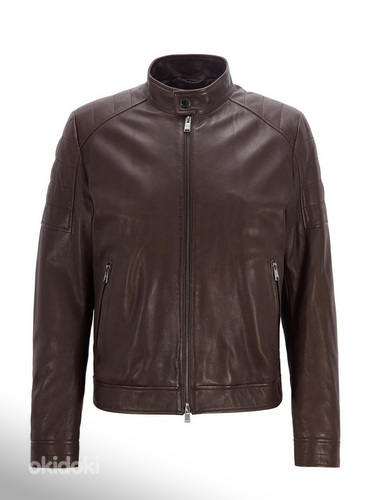 Hugo Boss Regular-fit Blouson Leather Jacket , Dark Brown