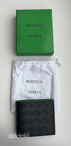 Bottega Veneta Intrecciato Bi-Fold Wallet , Black / Grass