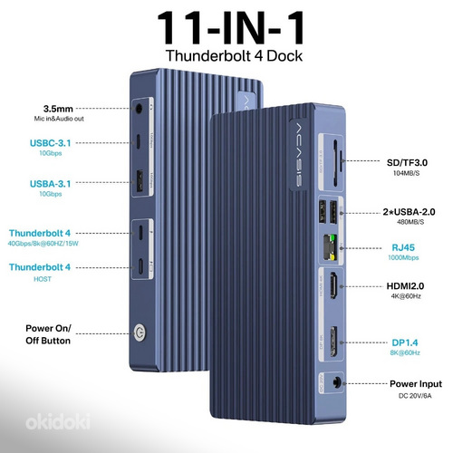 Acasis 11 Ports 40Gbps Thunderbolt 4 Docking Station