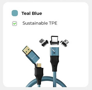 Volta Max 240W TPE All-IN-1 Universal Magnetic Cable , Blue (1 foto / 6)