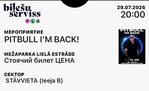 PITBULL Riia 29.07.2026 – 2 piletit – Standing B (1 foto / 1)