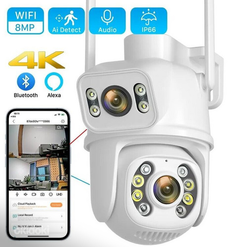 КАМЕРА НАБЛЮДЕНИЯ 10MP 4K PTZ Wifi Камера+64GB карта
