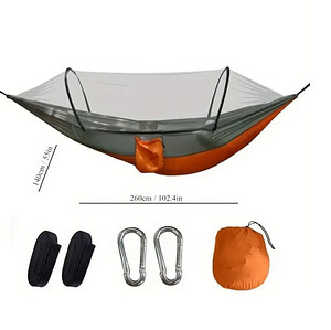 Hammok 260 x 140cm Kamuflaaž, Militaar roheline (4 foto / 6)