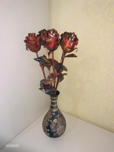 Роза из меди ручная работа длина 41 см прекрасный подарок (фото #5)