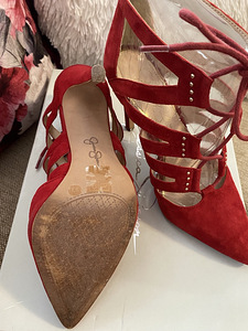Jessica Simpson Red Suede Lace-up heels, size 37 (3 foto / 7)