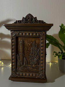 Wooden Carved Key Holder “Lighthouse and Ship” (3 foto / 7)