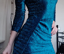 Вечернее синее сверкающее платье