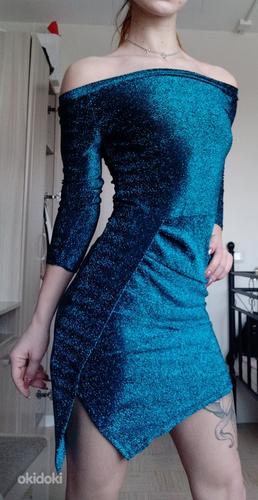 Вечернее синее сверкающее платье (фото #1)