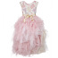Lesy Luxury Jacquard Flower Girls Pink-Gold Long Tulle Dress (foto #1)