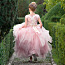 Роскошное жаккардовое платье с цветочным узором для девочек lesy, розово-золотое длинное платье из тюля (фото #4)