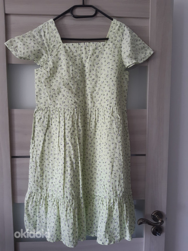 UUS!H&M салатовое платье с цветами XS-M (фото #1)