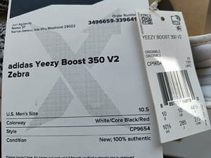 Adidas Yeezy 350V2 Zebra 10.5US/10UK/44⅔EUR 100% ORIGINAL (2 foto / 6)